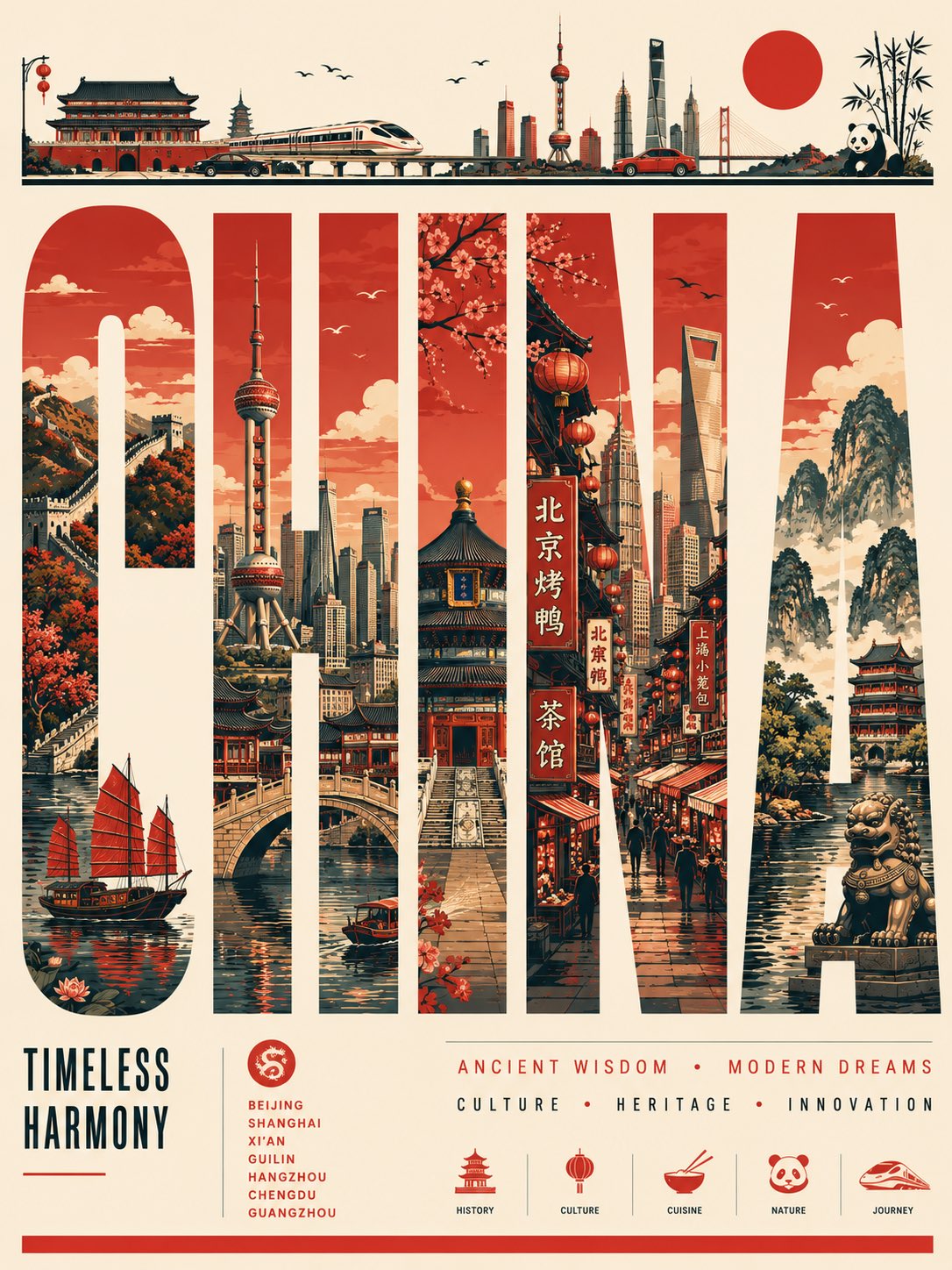 复古未来主义矢量旅行海报