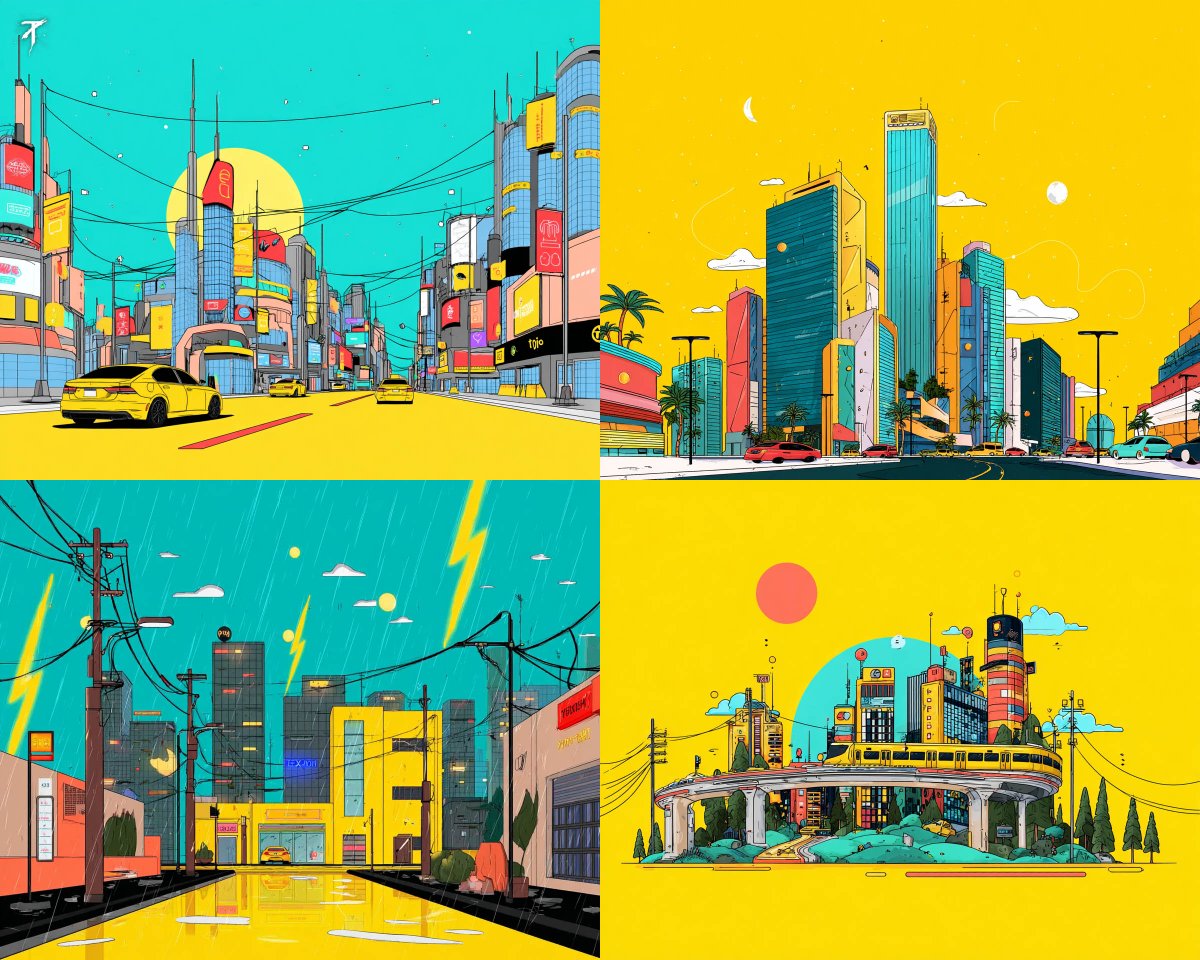 扁平色彩的都市图形风格