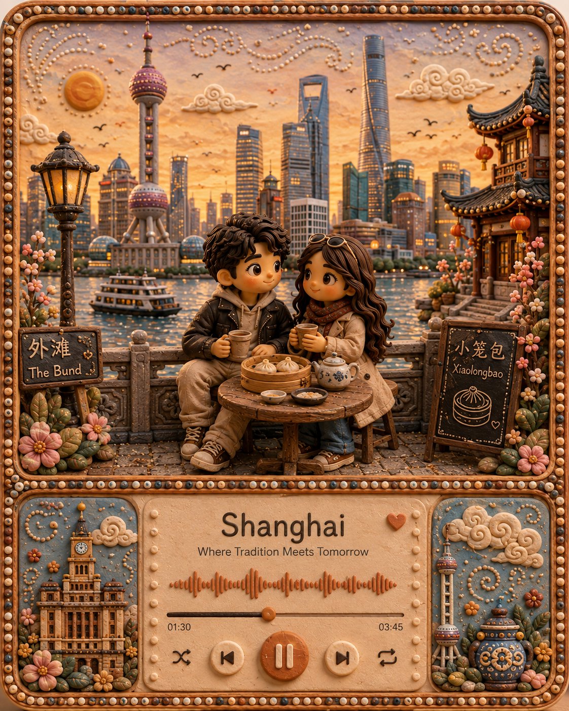 3D微缩旅行插画