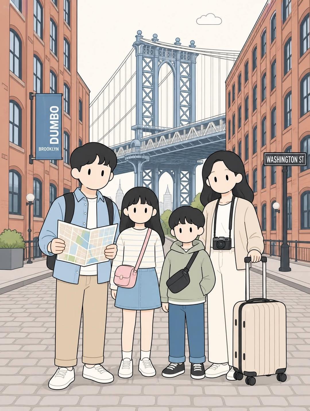 家庭旅行扁平矢量插画