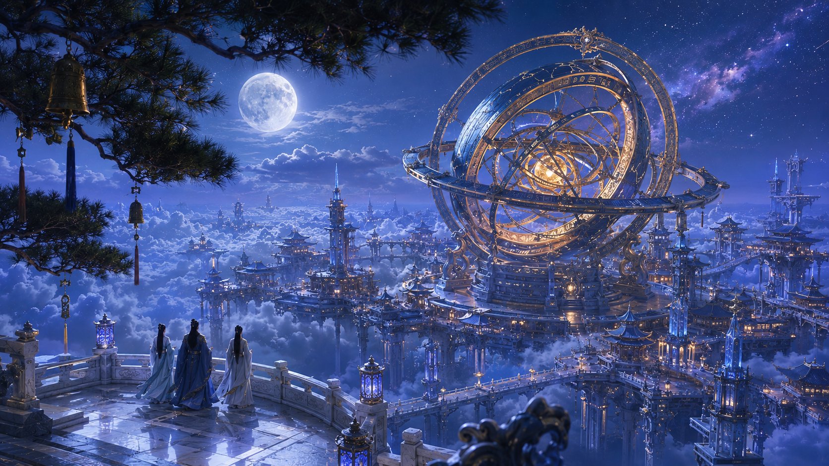 玉石天阶穿云海：五人背影登天门 - 图 4