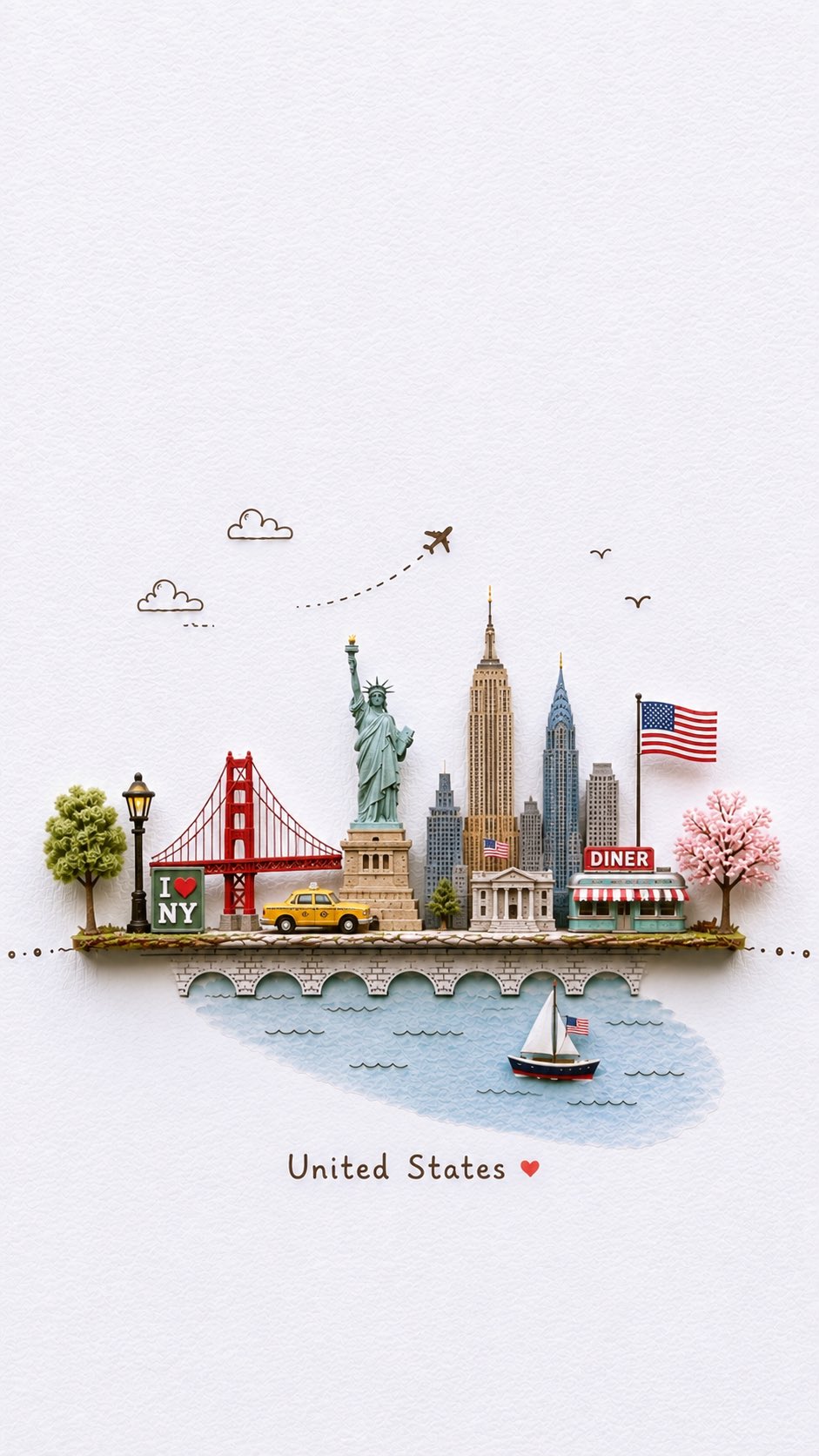 微缩纸艺旅行明信片立体插画 - 图 4