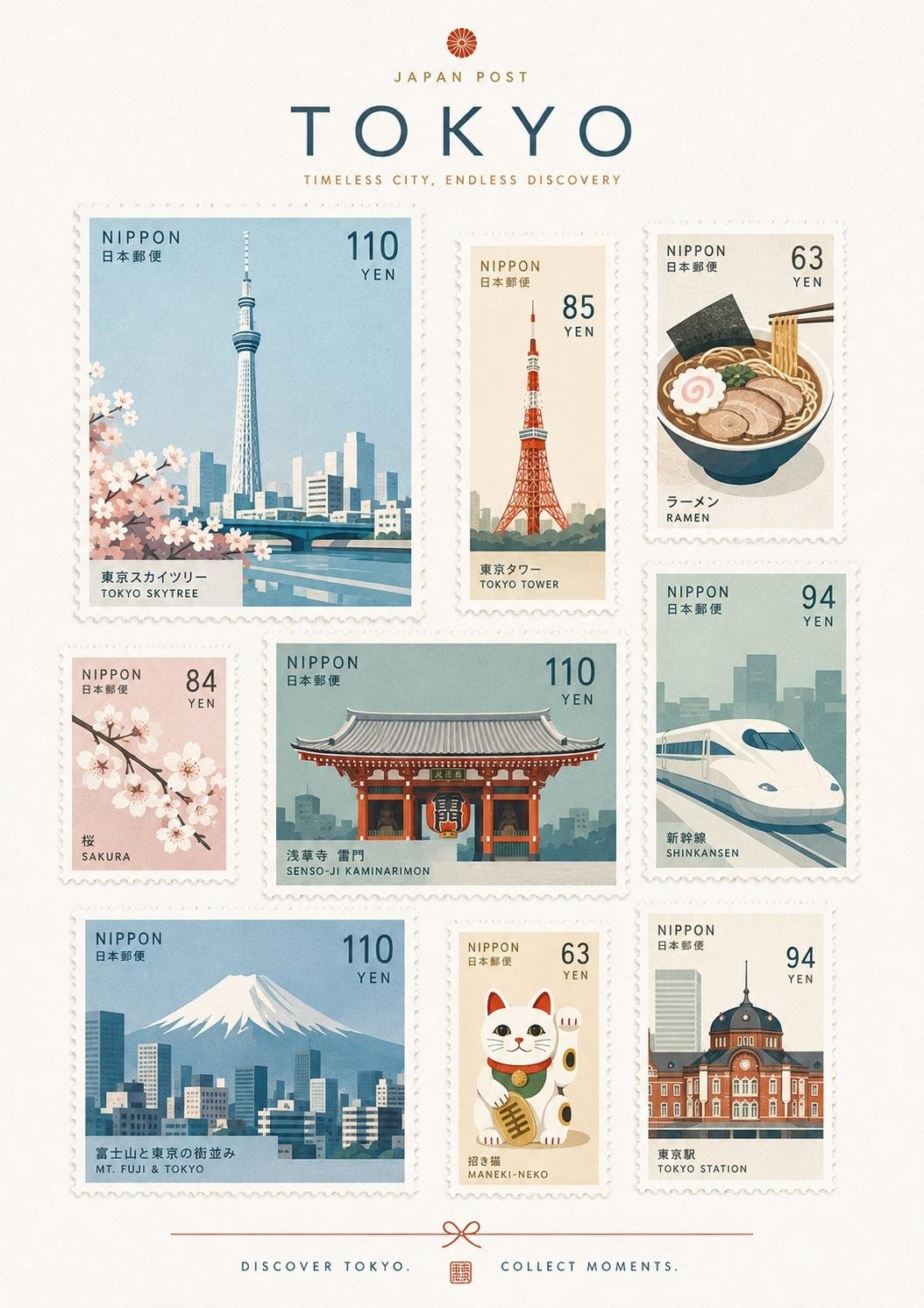 北欧极简邮票集:目的地旅行纪念