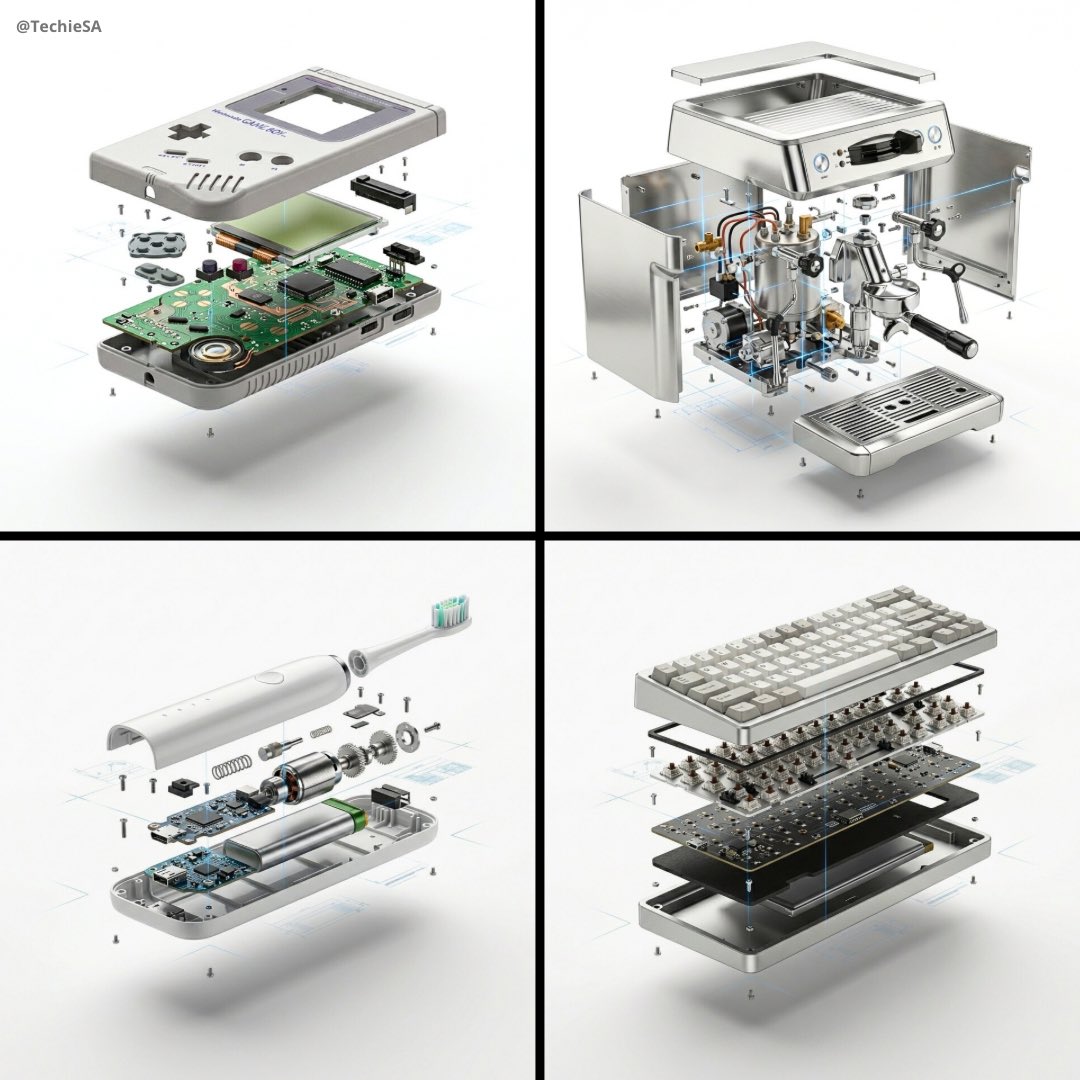Exploded Products by Nano Banana Pro on @SocialSight ⚙🤯