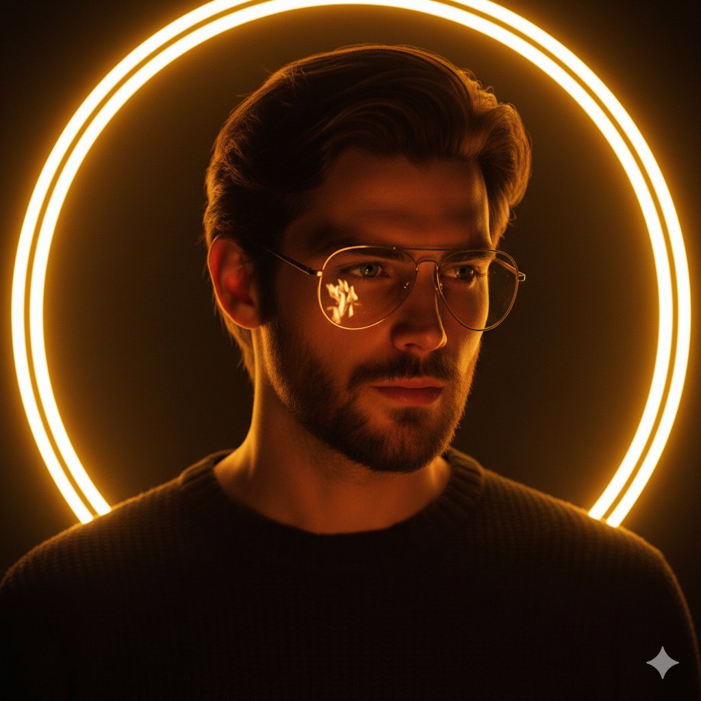 Cinematic portrait of a handsome young man with short styled...