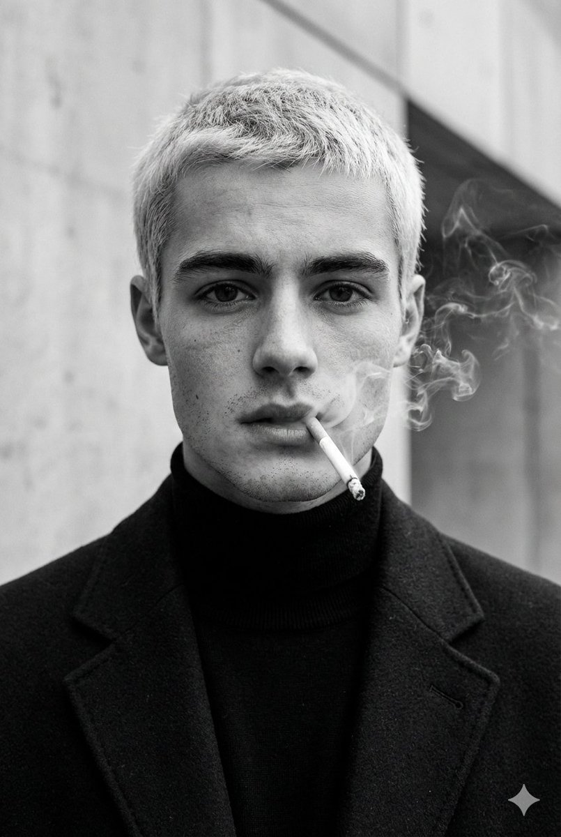 Ultra realistic fashion black and white portrait of a man wit...