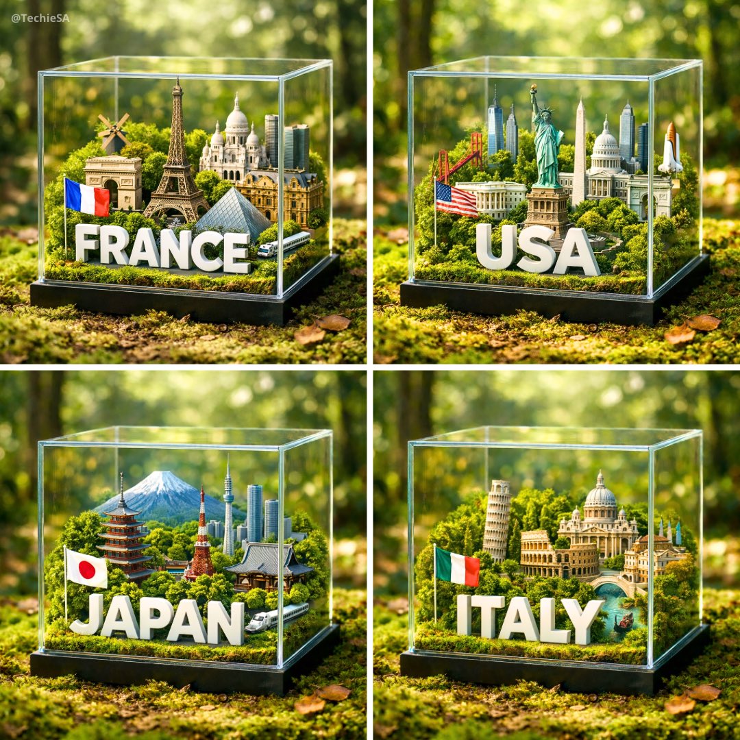 A hyper realistic 1080x1080 photograph of a glass cube dioram...