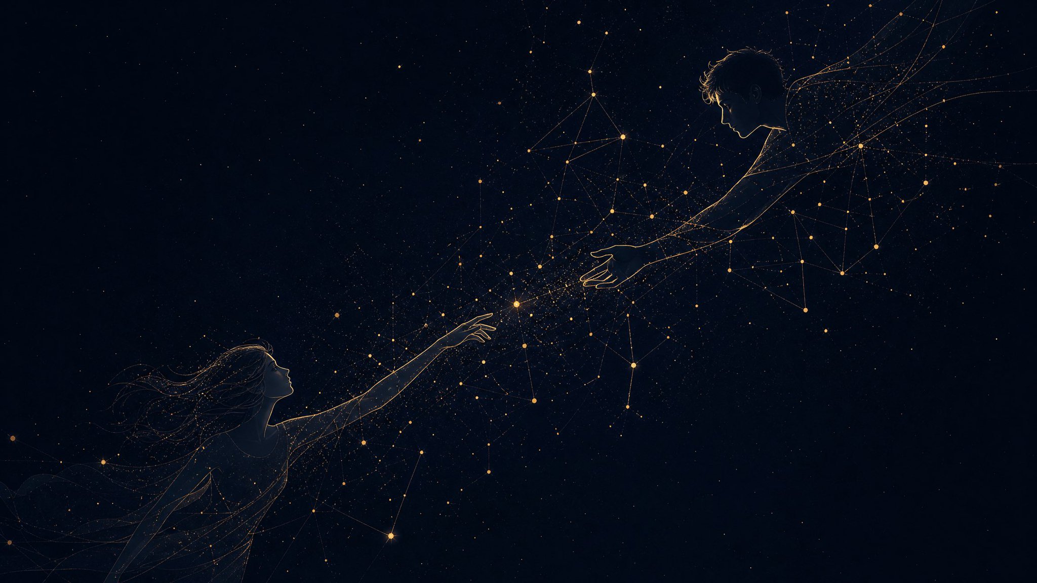 午夜星座:细线连点的诗意插画