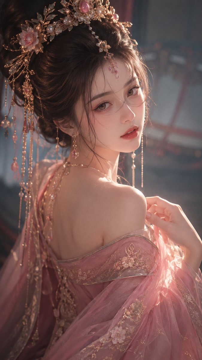 唐风凤冠人像:胭脂粉与鎏金的盛唐旧梦