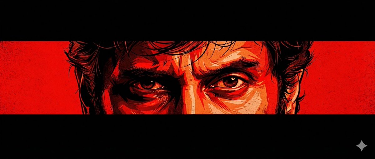 A cinematic poster style artwork featuring an intense close u...