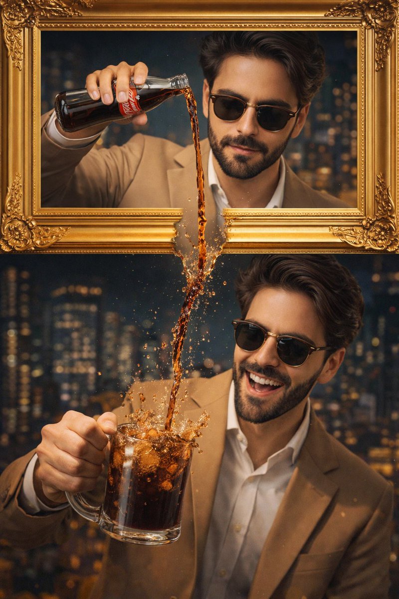 A stylish man wearing a tan suit and sunglasses is featured i...