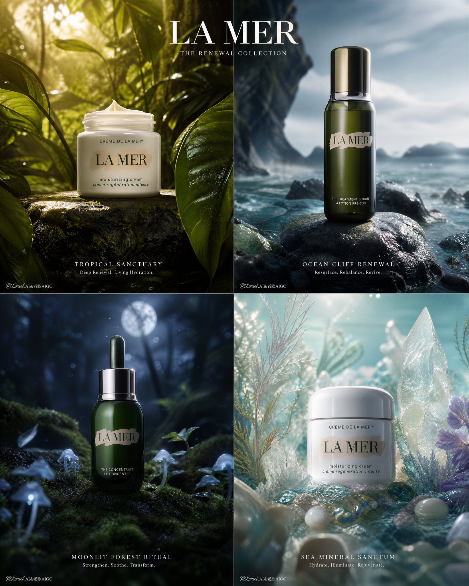 La Mer 四格自然场景护肤海报生成器