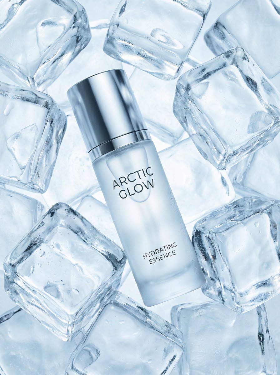 Luxury cosmetic photography meets frozen perfection 🧊