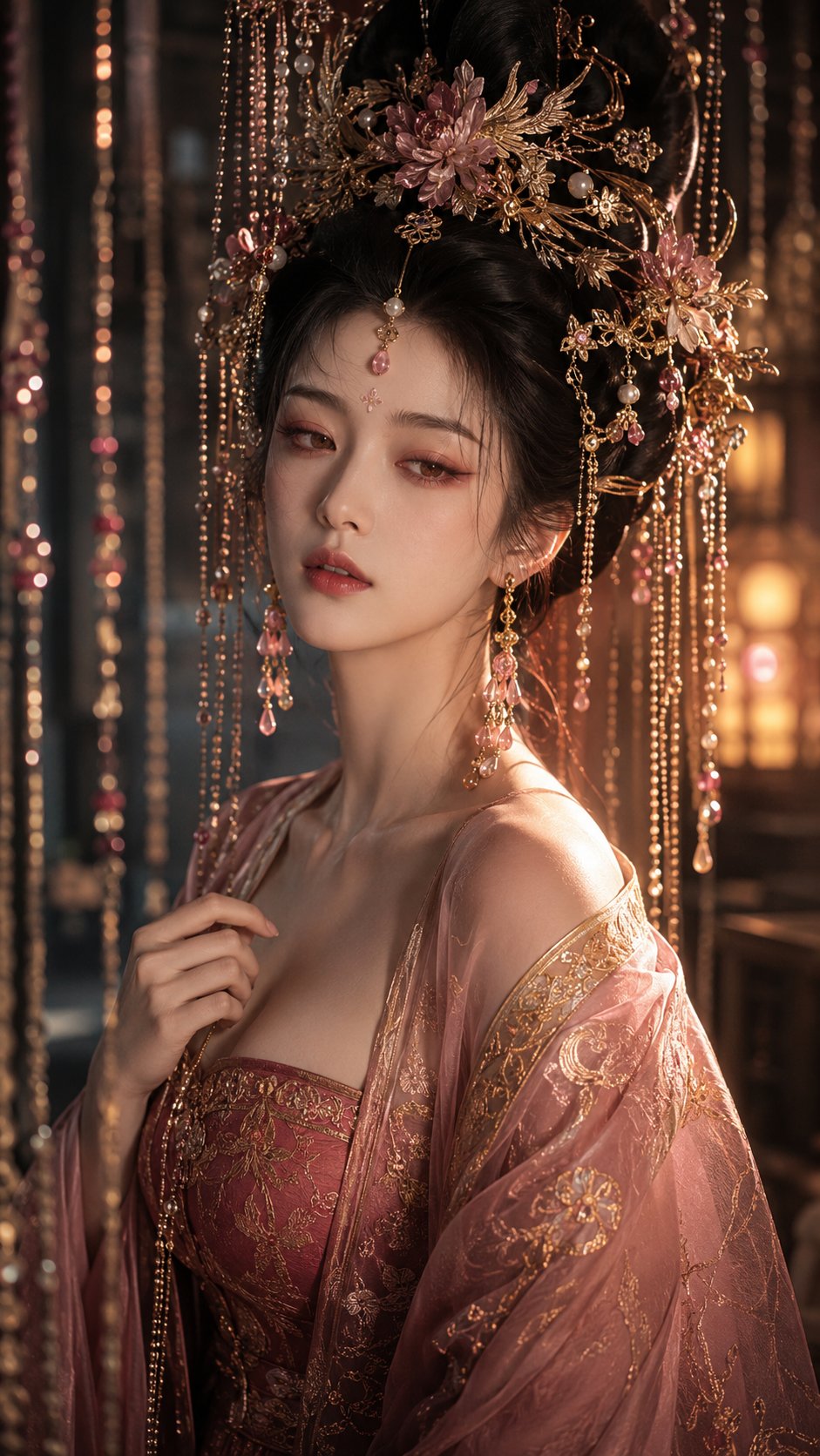 唐风凤冠仕女对角线构图