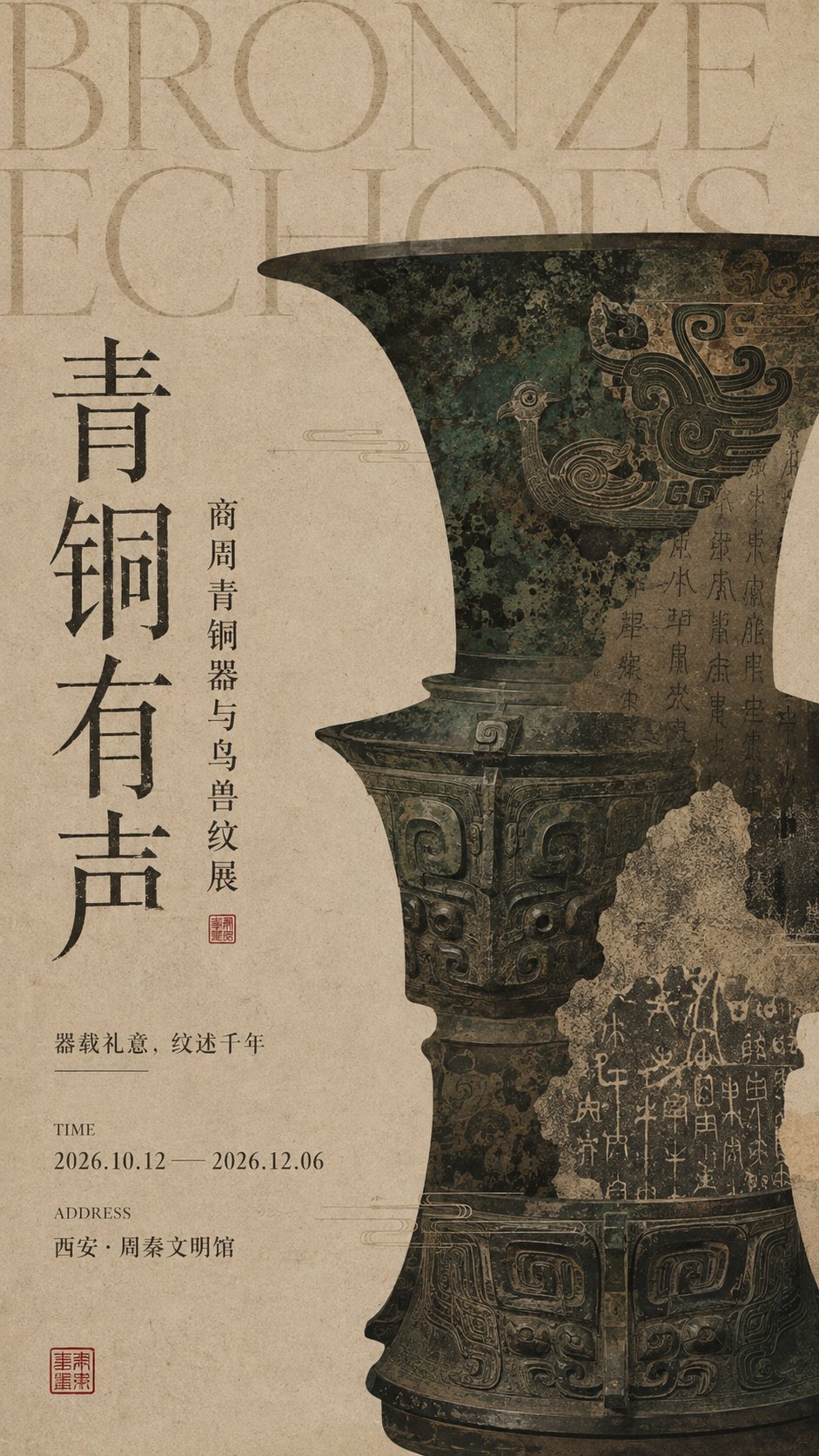 东方文博展览海报：古代艺术载体与现代编辑排版 - 图 2