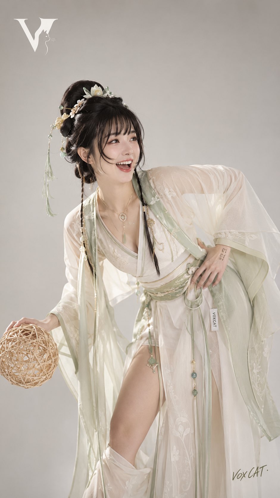 新中式古风：暖灰棚拍下的汉元素写真 - 图 4