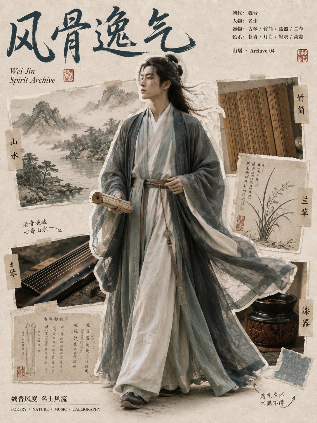 东方古风人物志 · 剪纸拼贴海报 - 图 2