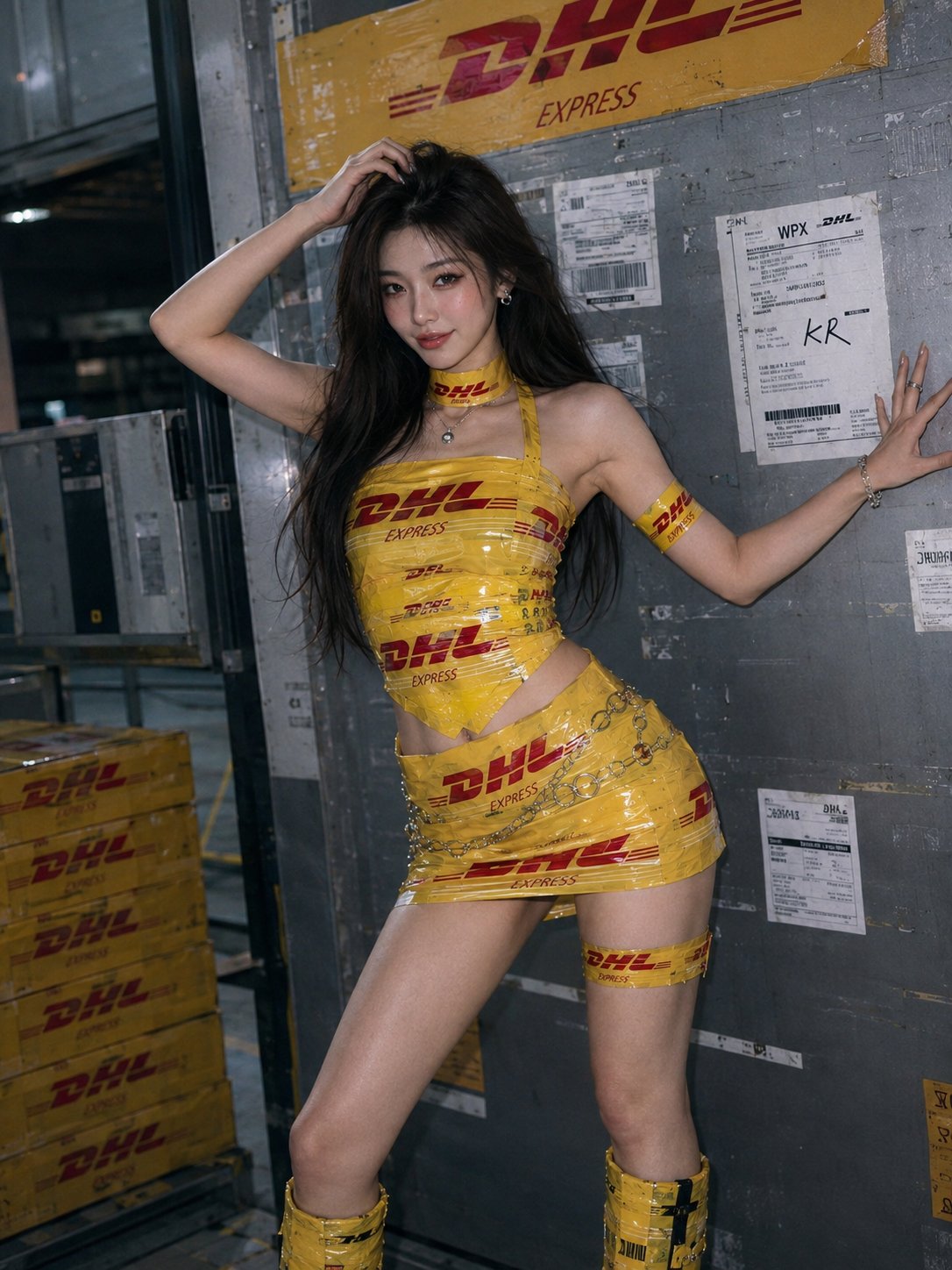 DHL胶带高定时装，Y2K创意时尚大片 - 图 3