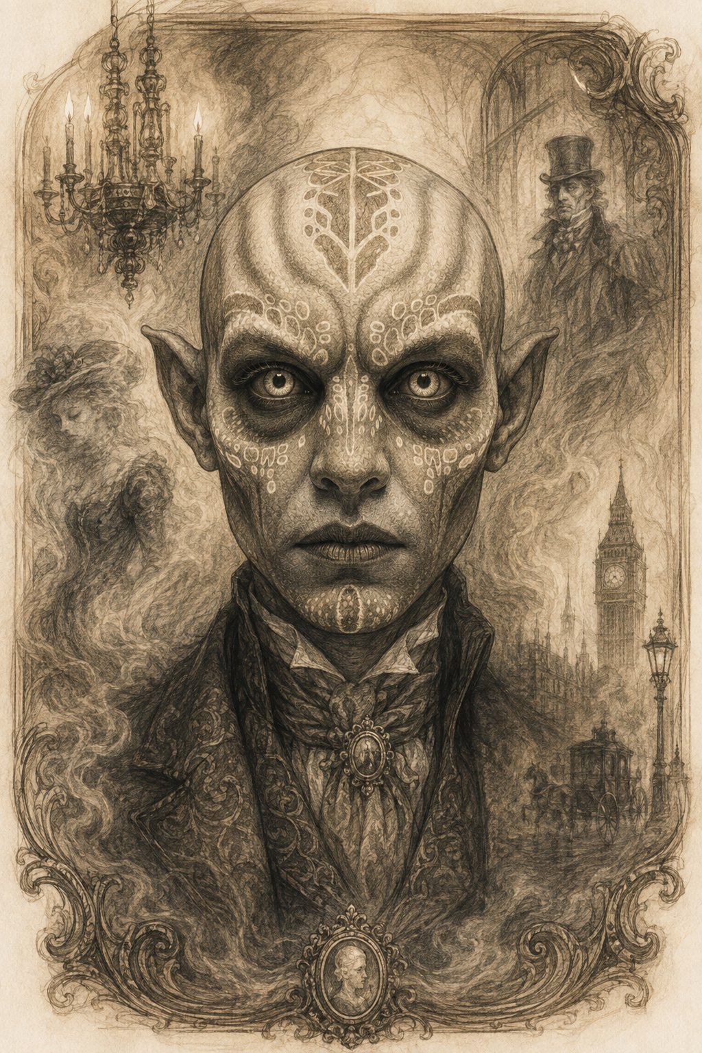 维多利亚幽灵优雅：铅笔素描的 spectral 时代感 - 图 7