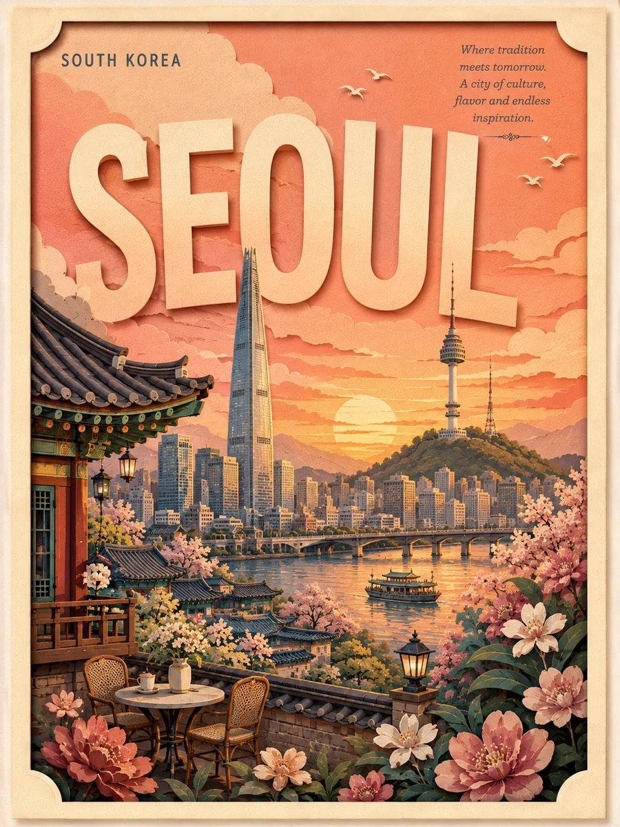 复古剪纸旅行海报模板 - 图 2