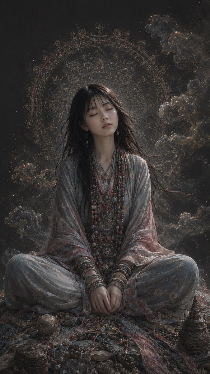 西藏矿物彩 cinematic 肖像