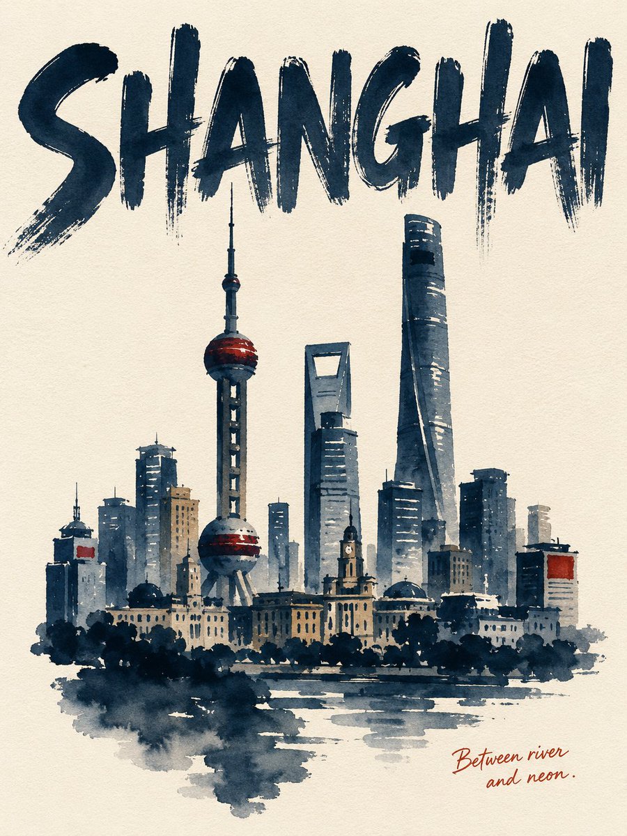 水彩城市：湿画法的旅行海报 - 图 4