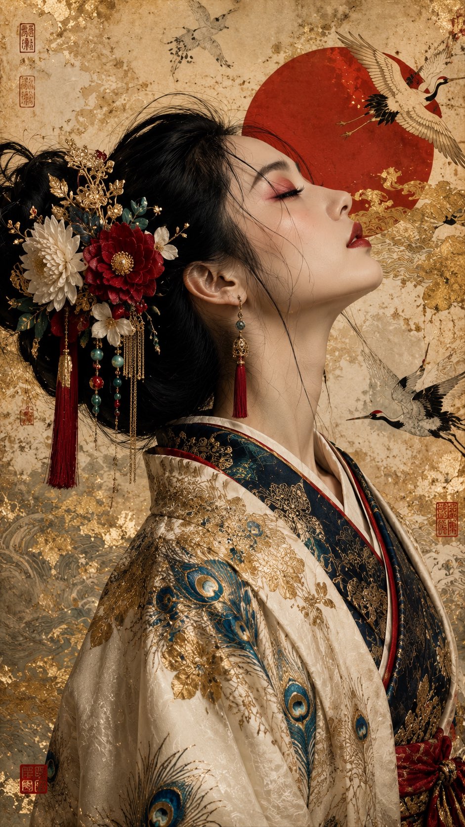 浮世绘超写实：日本传统花魁侧颜 - 图 2