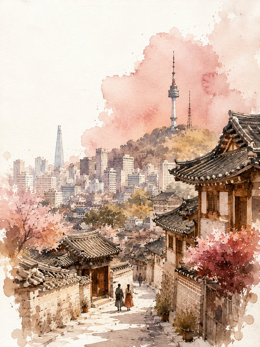 水彩漫游：墨水笔触下的城市地标速写 - 图 2
