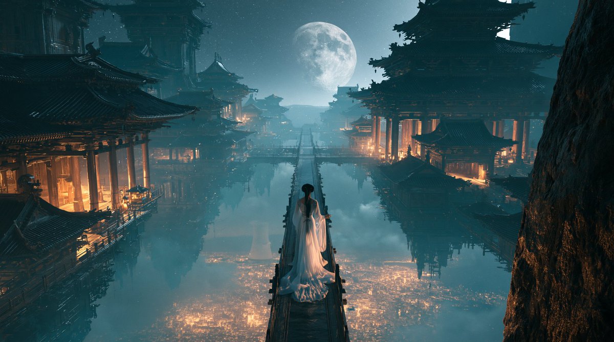 月下天城：白衣背影走向云海深处的仙宫 - 图 2