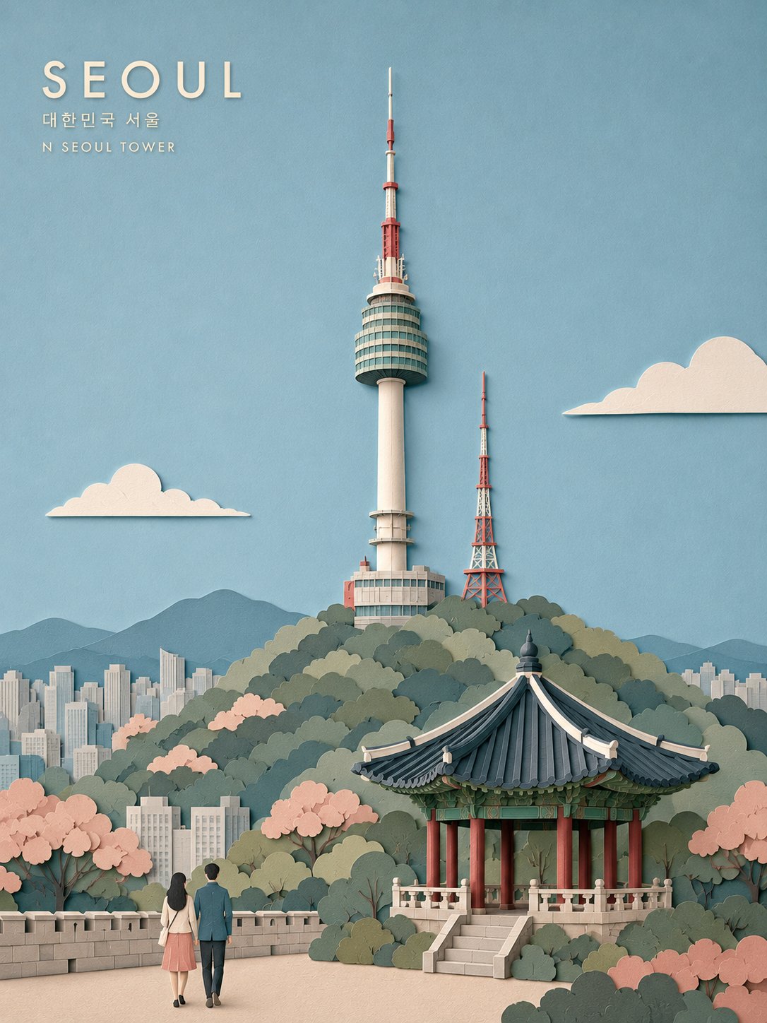 层叠剪纸旅行海报 - 图 2