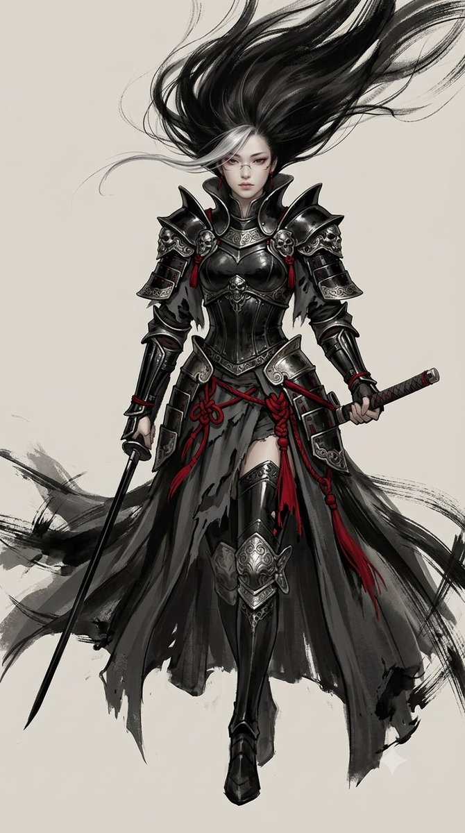 墨刃武士：黑发银霜的暗银甲女剑客 - 图 3