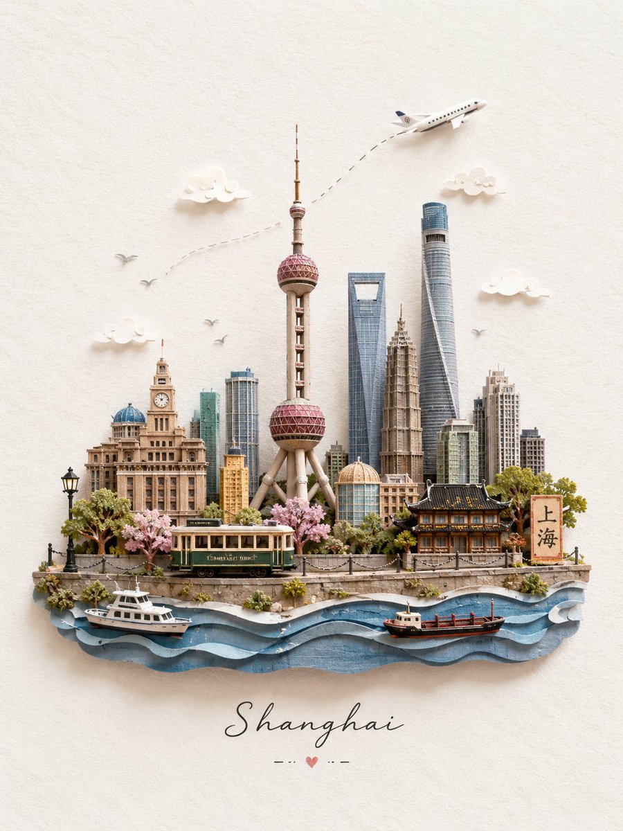 微缩纸艺旅行立体模型