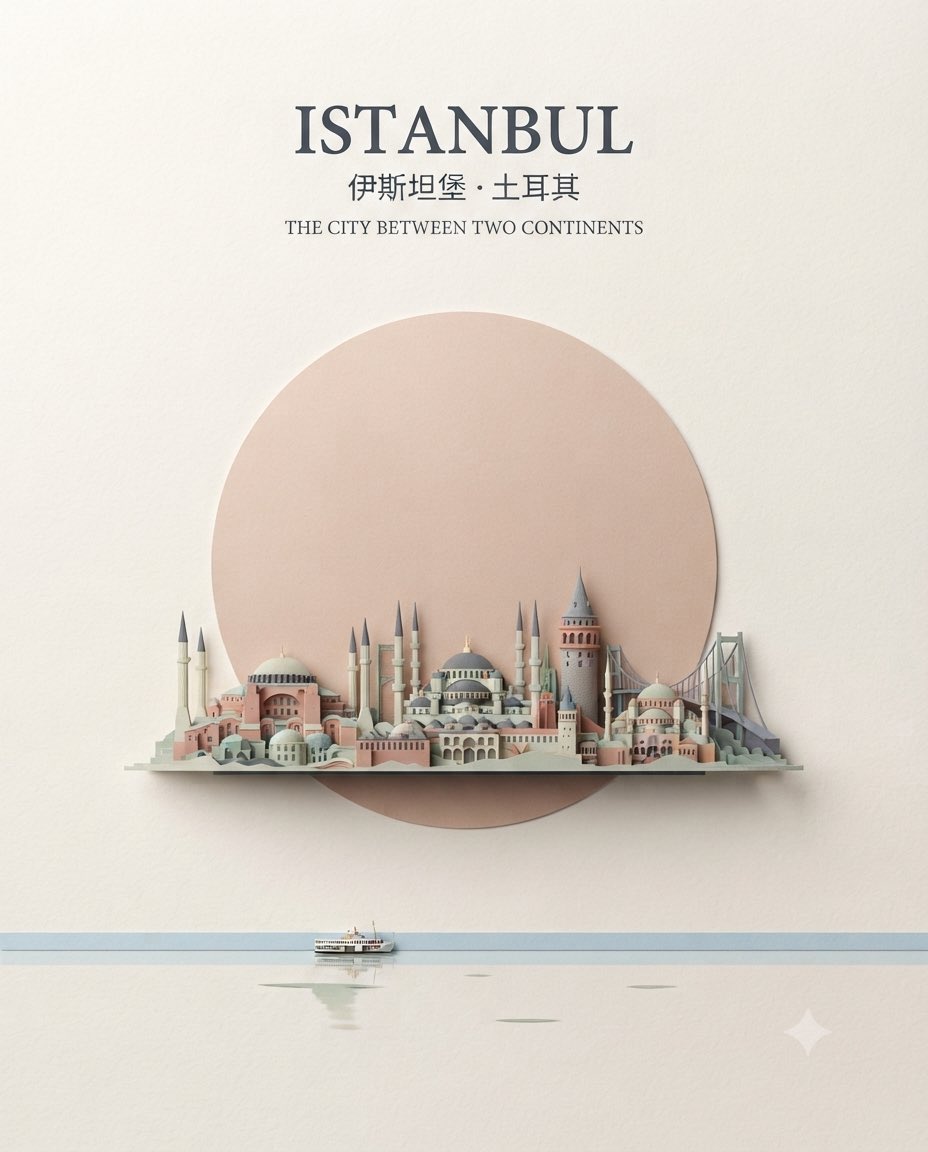 极简纸雕旅行海报：月光剪影 - 图 2