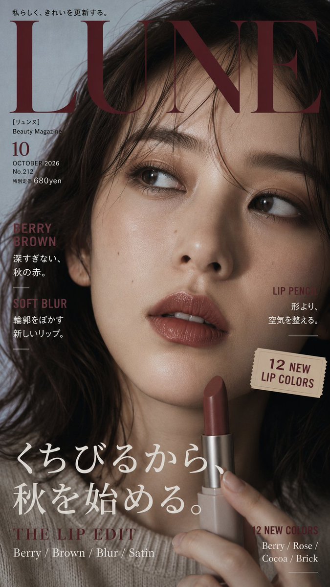 日本美妆杂志封面,肖像驱动排版