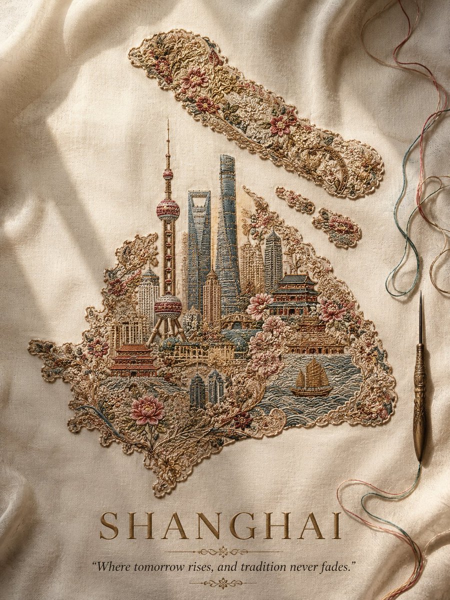 克什米尔刺绣剪影:旅行奢华海报