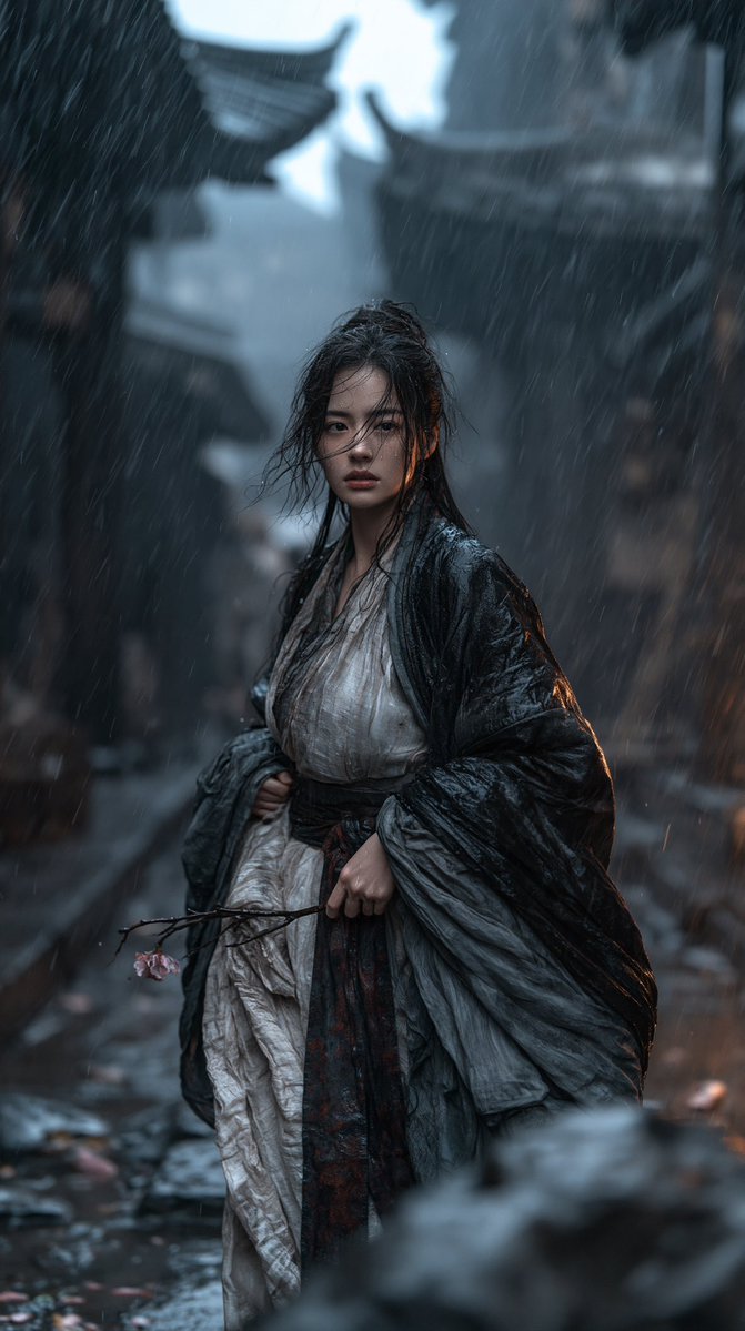 雨庭离人：东方电影感古装雨景 - 图 2