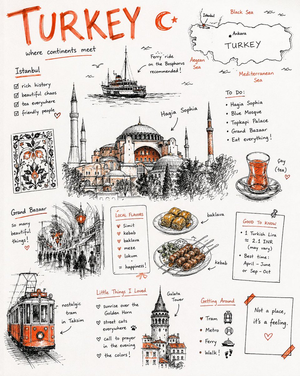 手绘旅行素描本，墨水线条里的城市记忆 - 图 3