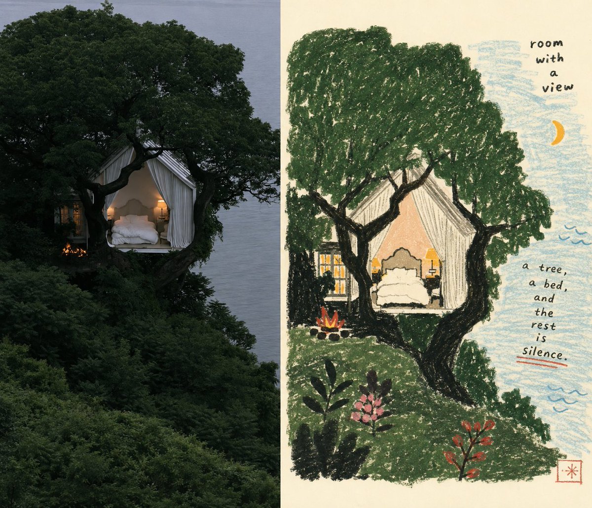 粗铅笔剪影民艺海报：照片转稚拙叙事插画 - 图 2