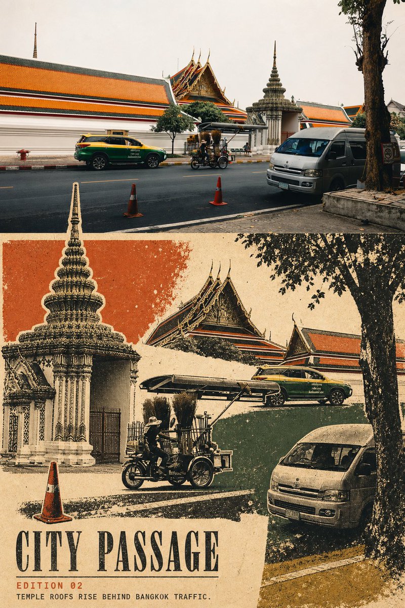 复古旅行遮罩蒙太奇：旧纸上的网点拼贴 - 图 3