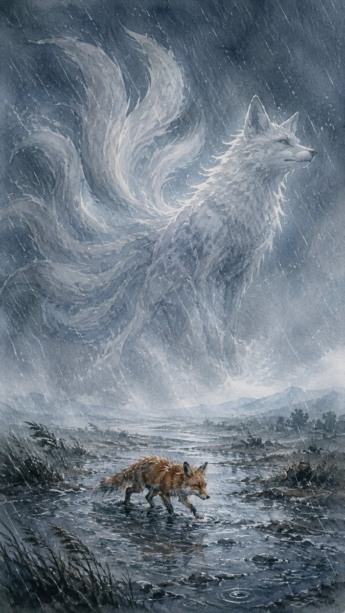 水彩绘本狐狸:暴雨中的弱小与强大