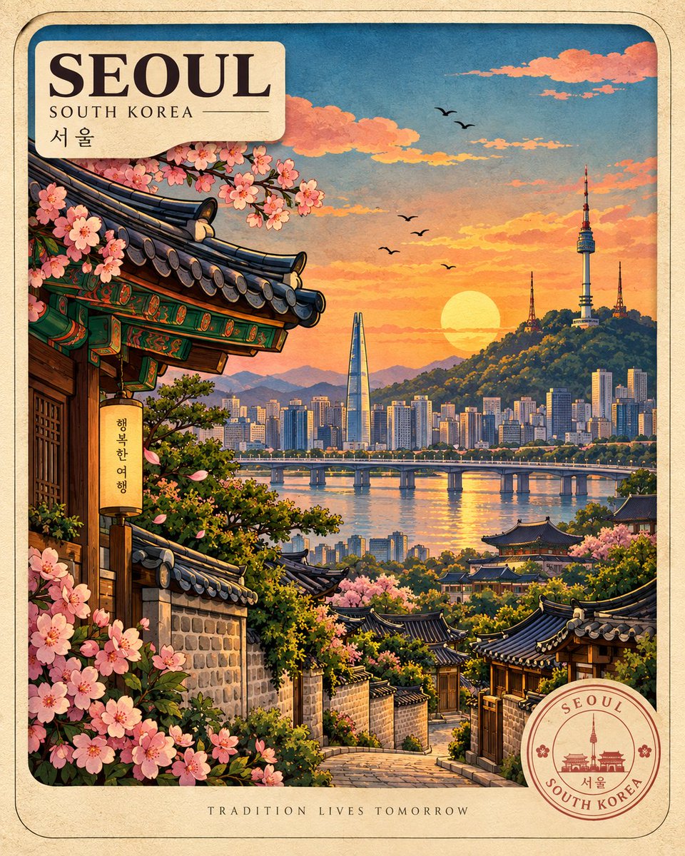 手绘旅行明信片：剪纸层叠里的金色城市 - 图 2