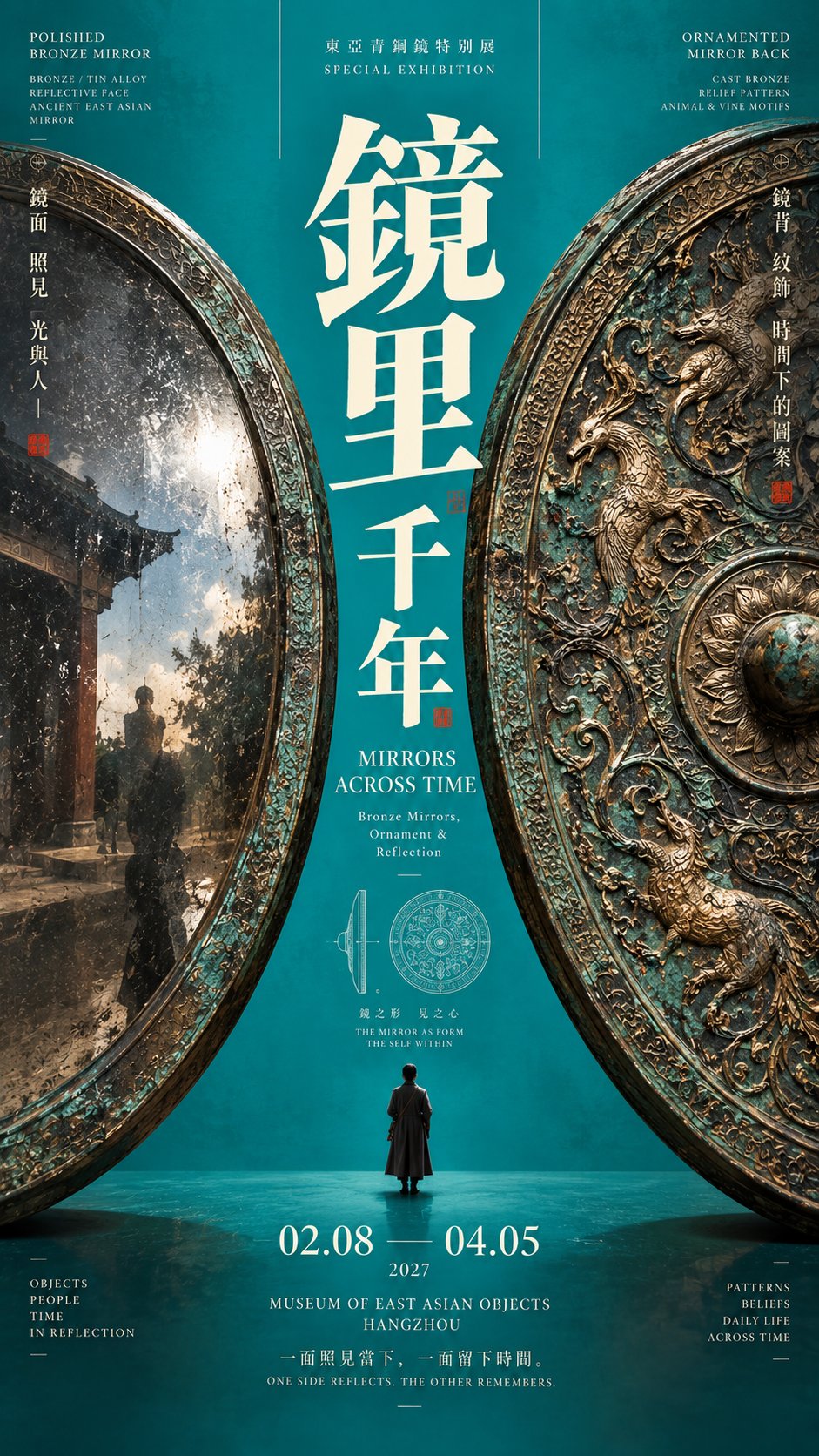 中轴夹景:两侧视觉重量塑造中心
