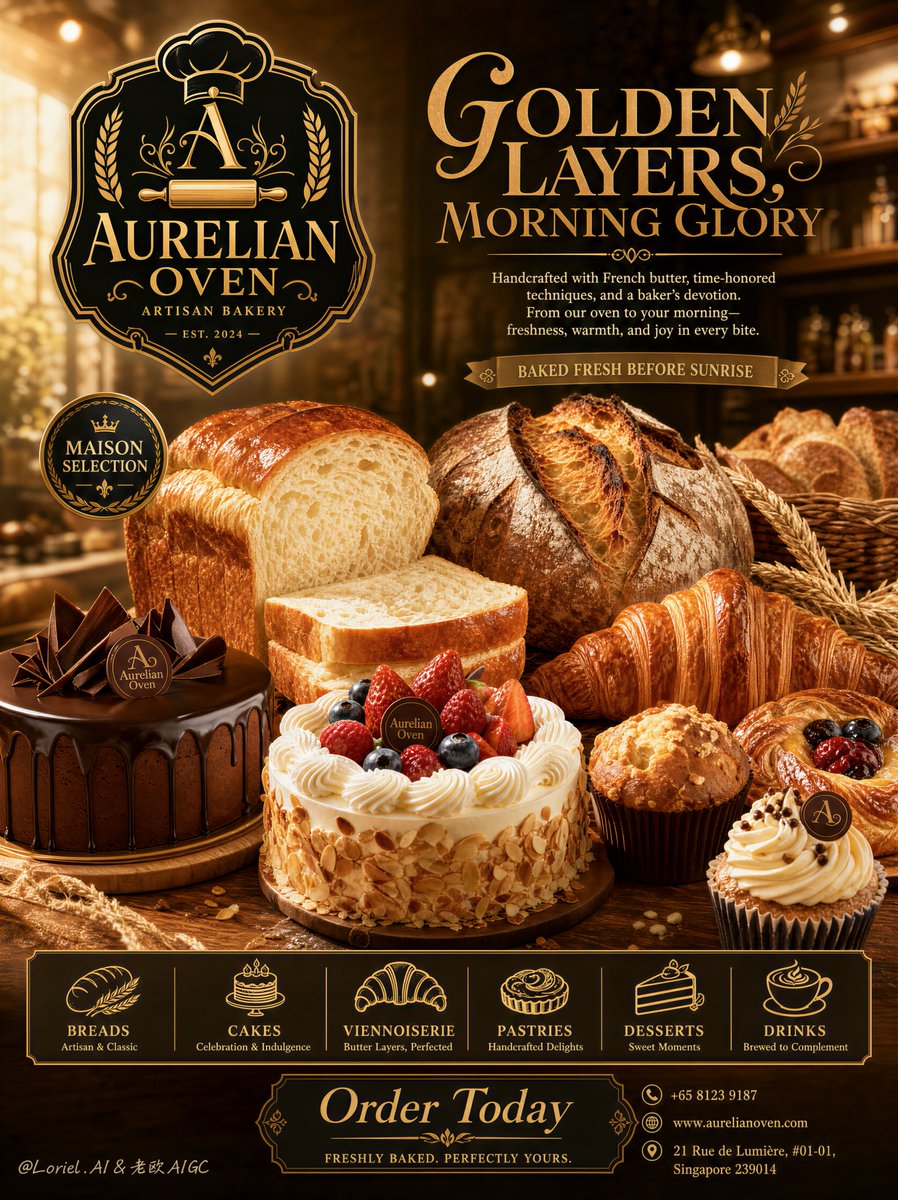 法式烘焙旗舰海报：Aurelian Oven 品牌全案
