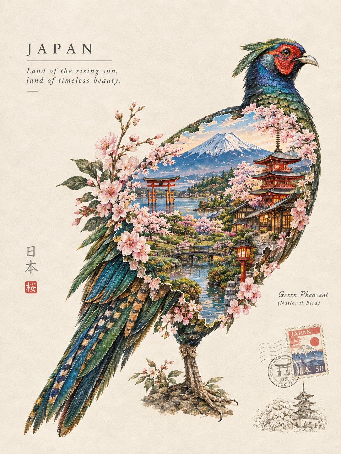 国鸟轮廓插画：地标与羽毛的文化地图 - 图 3