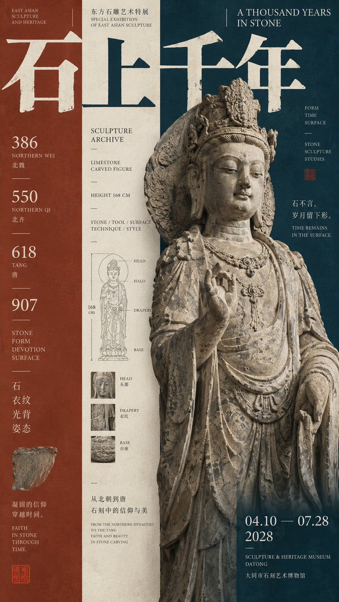 花鸟入卷：东方文化三栏展览海报 - 图 2