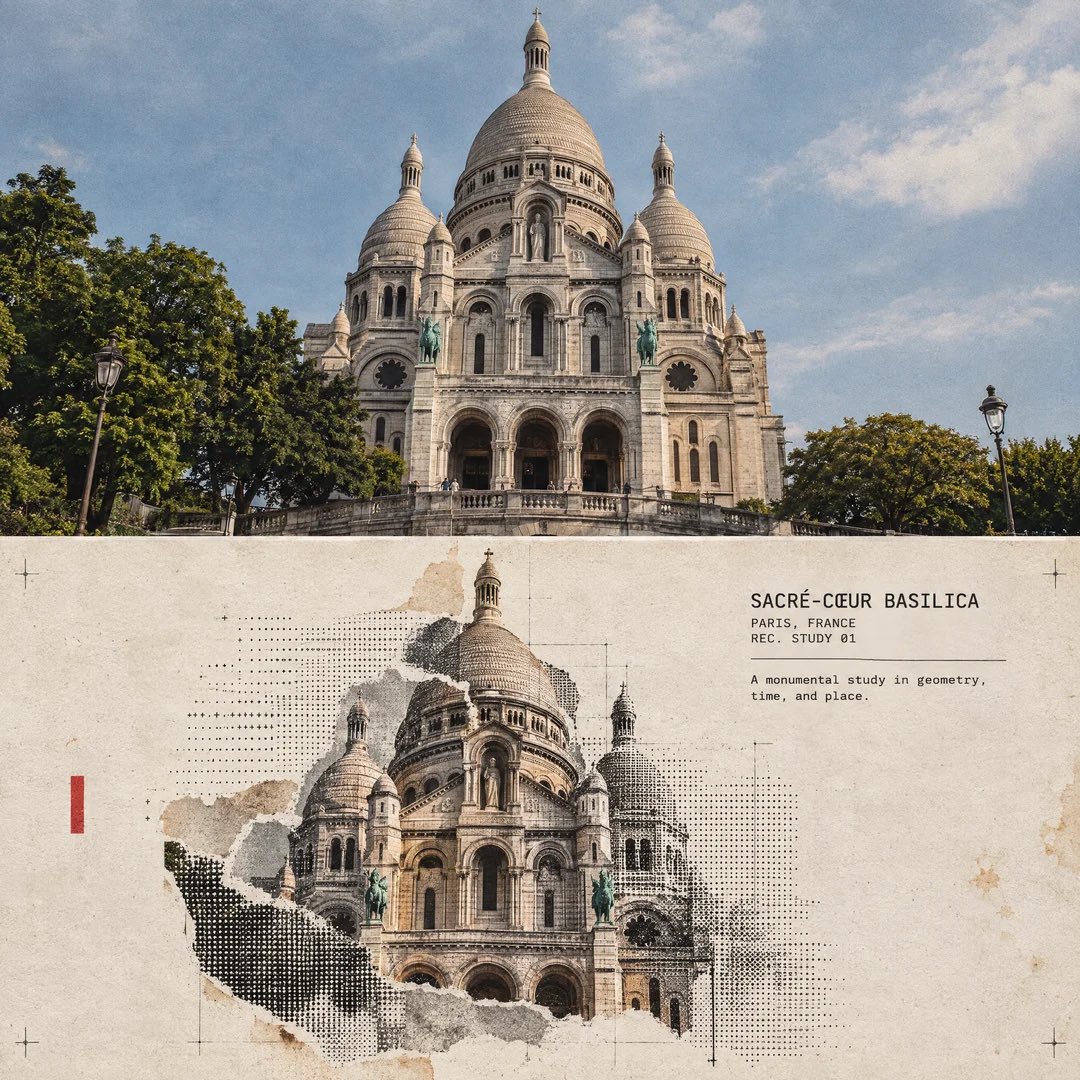 半色调建筑拼贴：照片转旅行海报 - 图 3