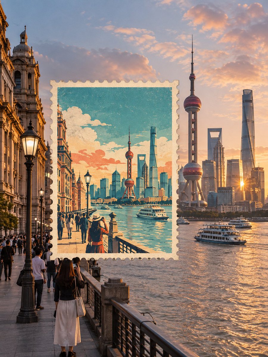 复古邮票旅行海报:摄影与平面艺术的时空对话