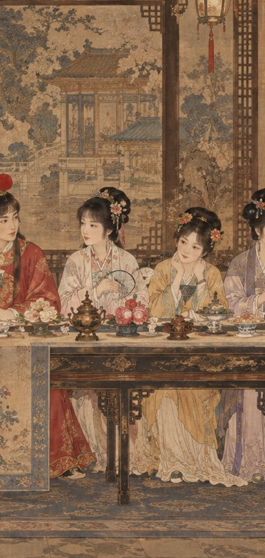 红楼梦群芳夜宴：最后的晚餐构图重构 - 图 3