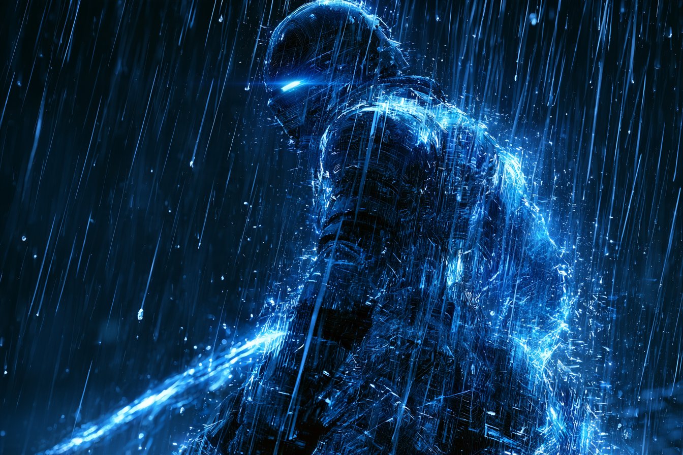 全息矩阵幻影：赛博数字雨中的未来意象 - 图 3