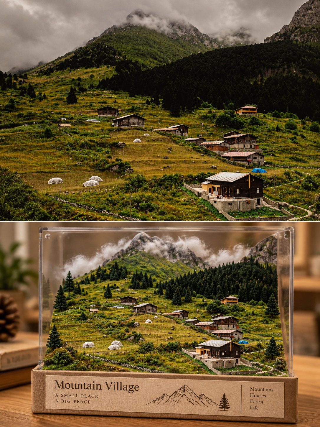 微缩橱窗纪念物：手持尺度的对景风转绘